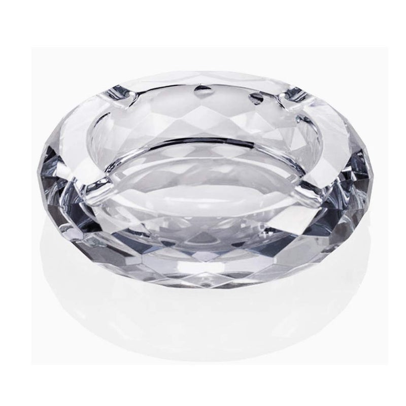 HOSTEESSCHOICE Crystal Glass Ashtray, Cigar Cigarettes Ashtray Holder Home Office Desktop Tabletop Decoration,Crystal Clear - Image 1